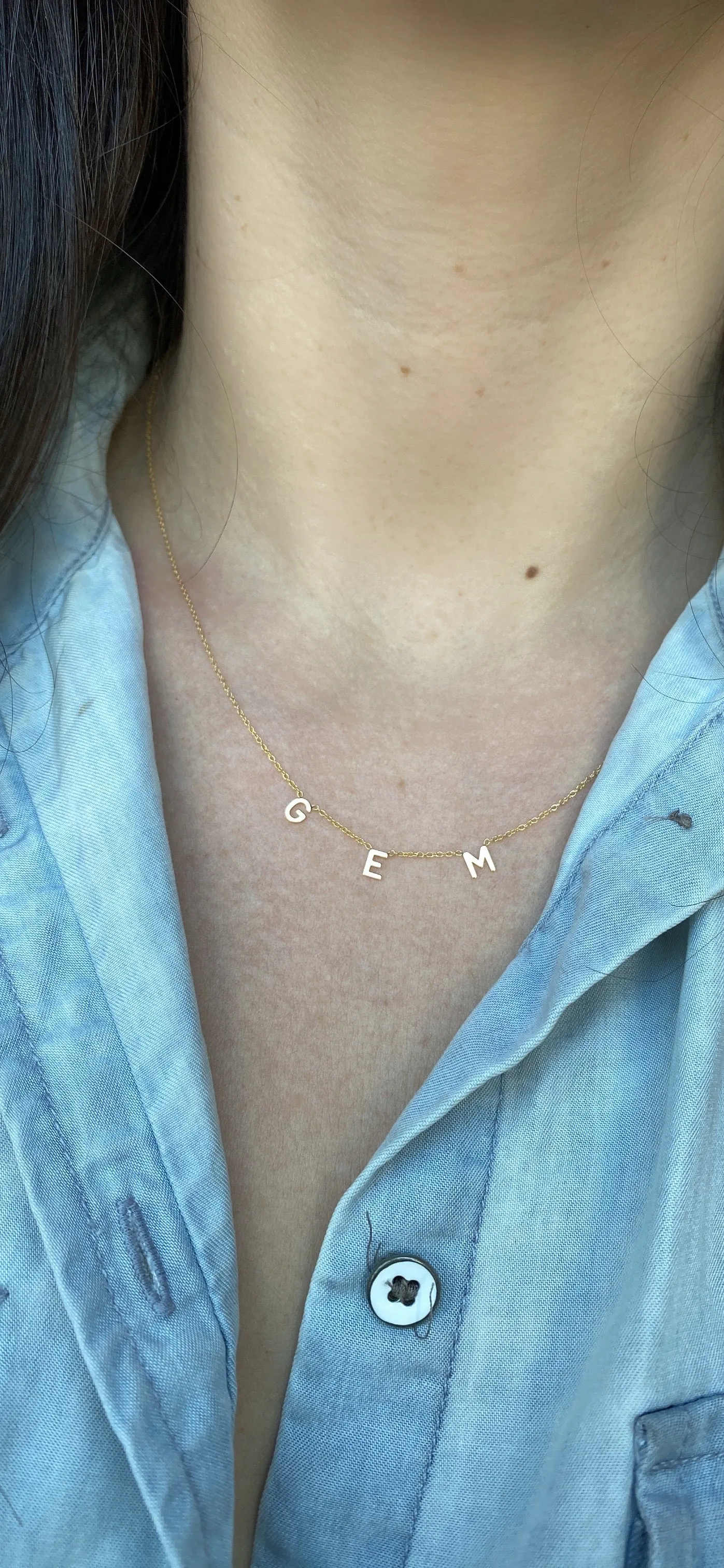 14 Karat Gold Centered Initial Necklace