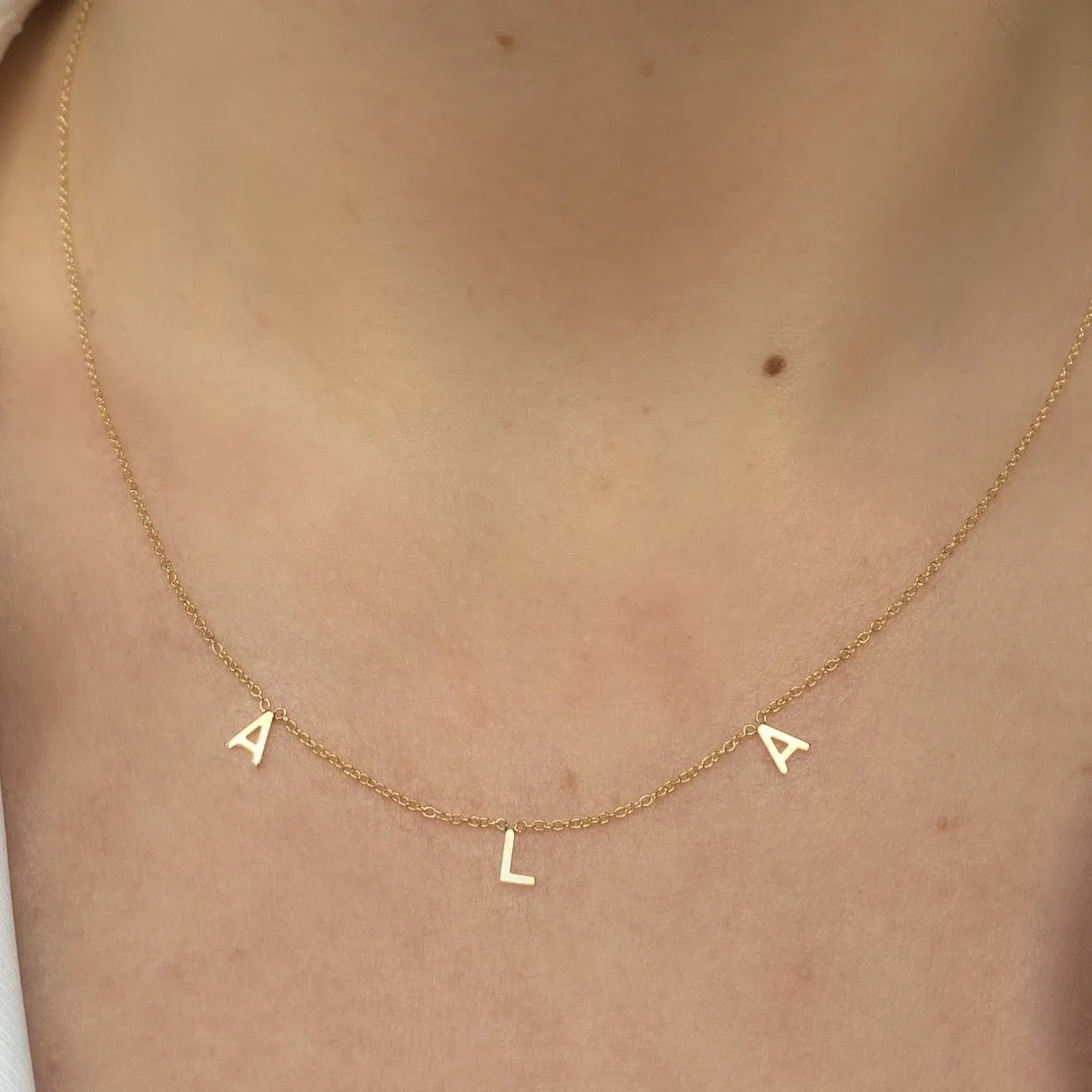 14 Karat Gold Centered Initial Necklace