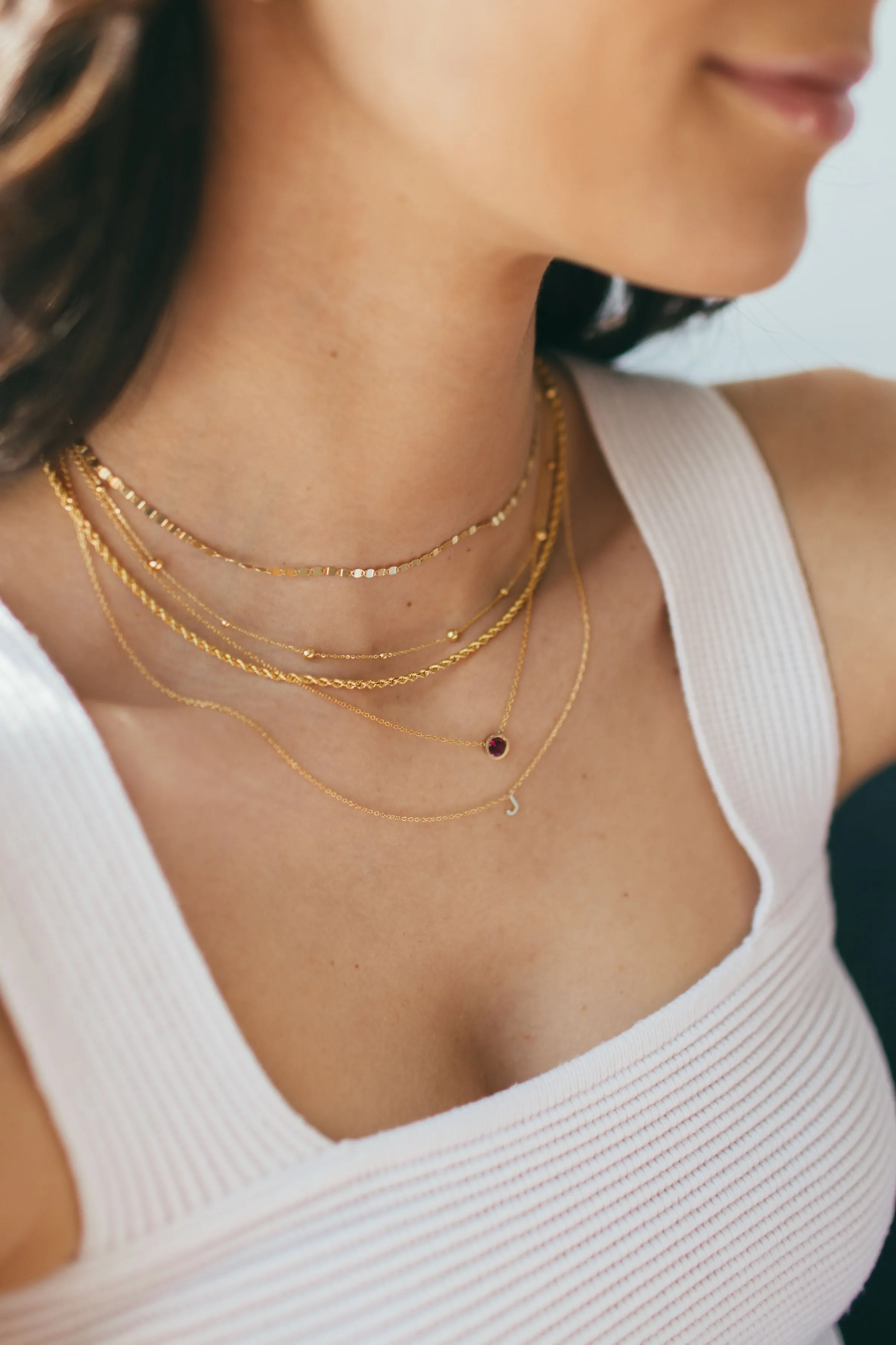 14 Karat Gold Centered Initial Necklace