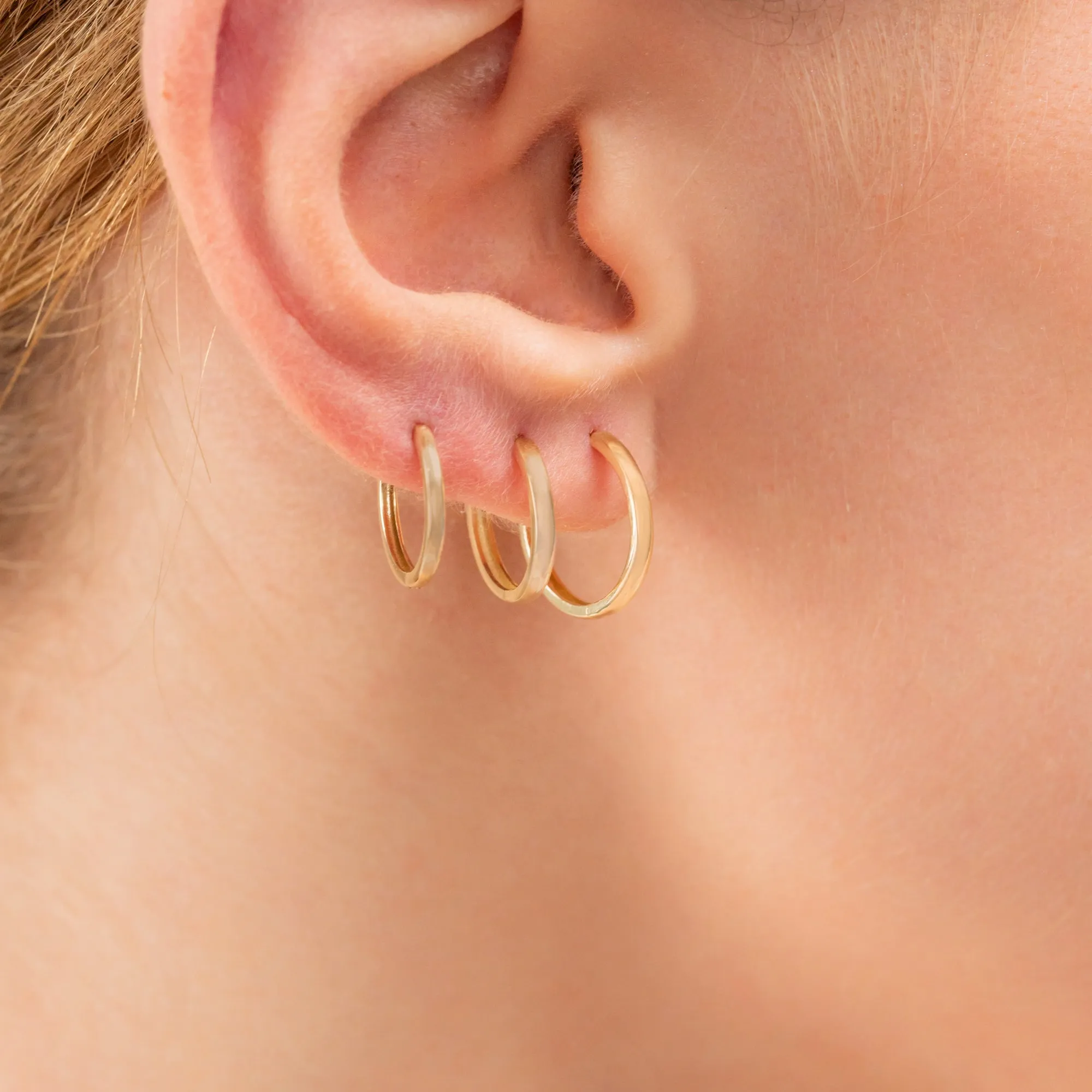 14k Solid Gold Hoop Earrings, Brianna