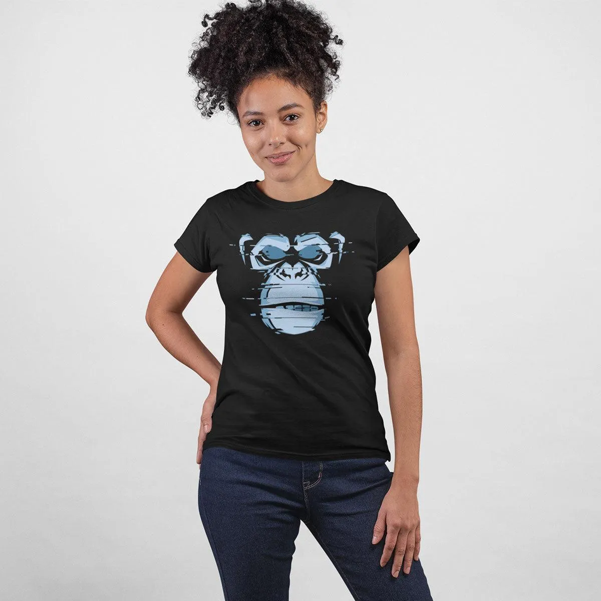 Abstract Glitchy Chimp Cool T-shirt With Attitude