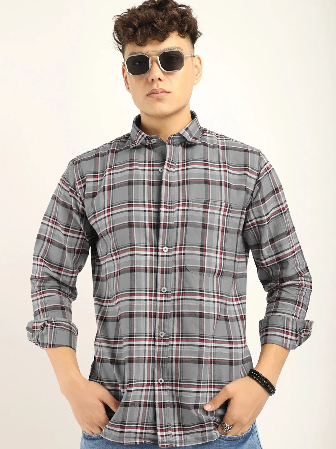 Alexndre Cotton Grey Full Sleeve Shirt