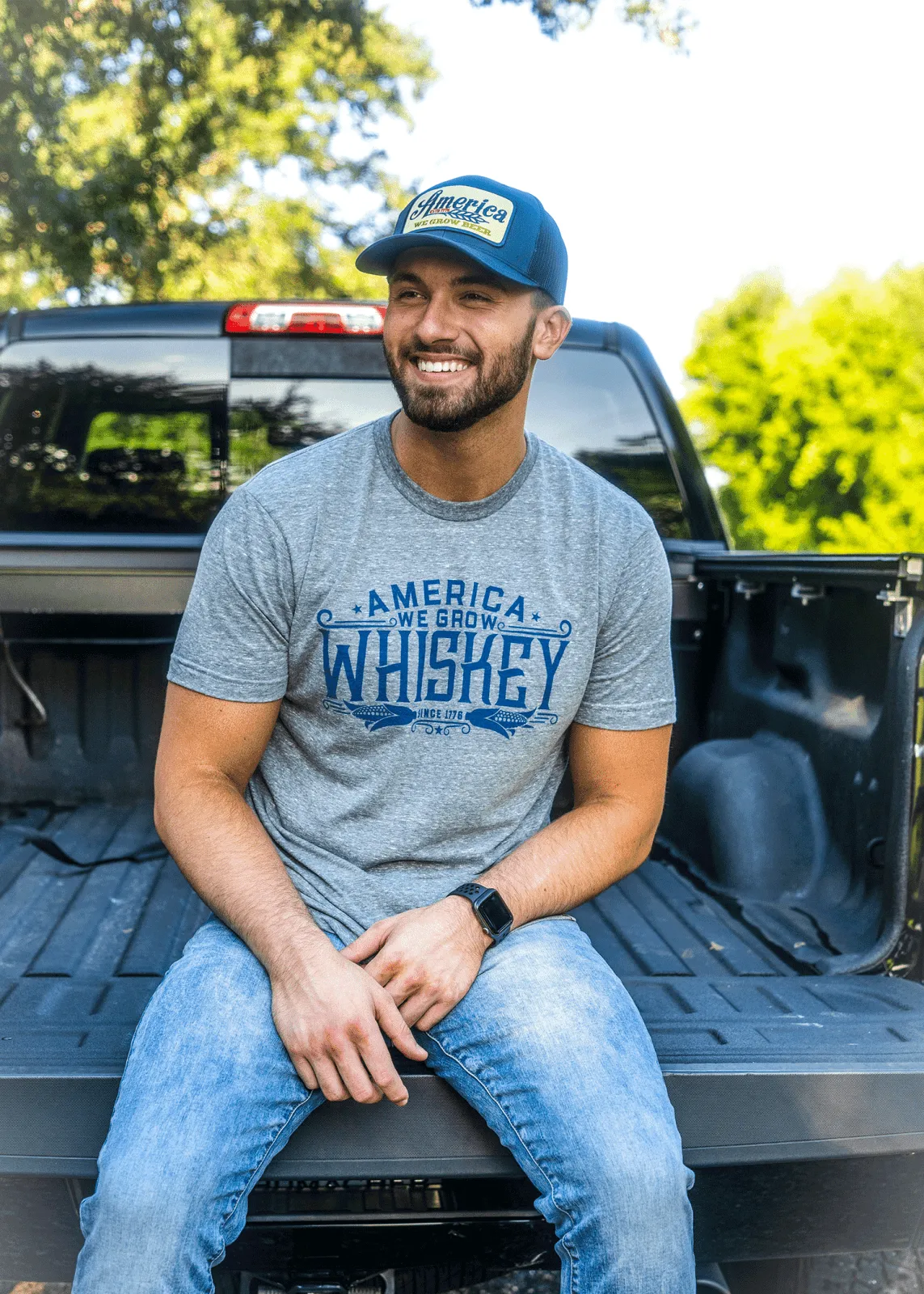 America We Grow Whiskey Tee - Gray