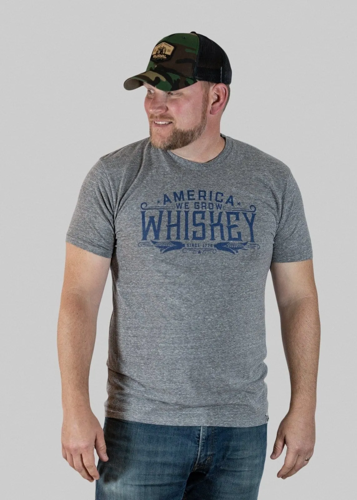 America We Grow Whiskey Tee - Gray