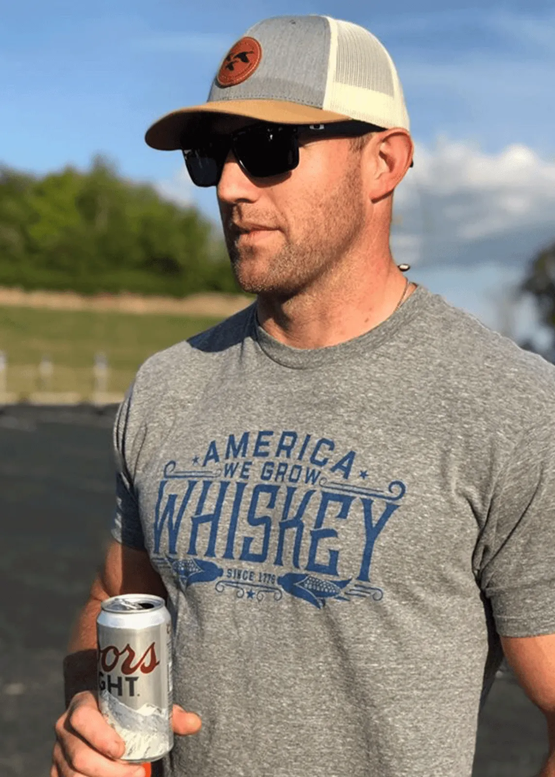 America We Grow Whiskey Tee - Gray