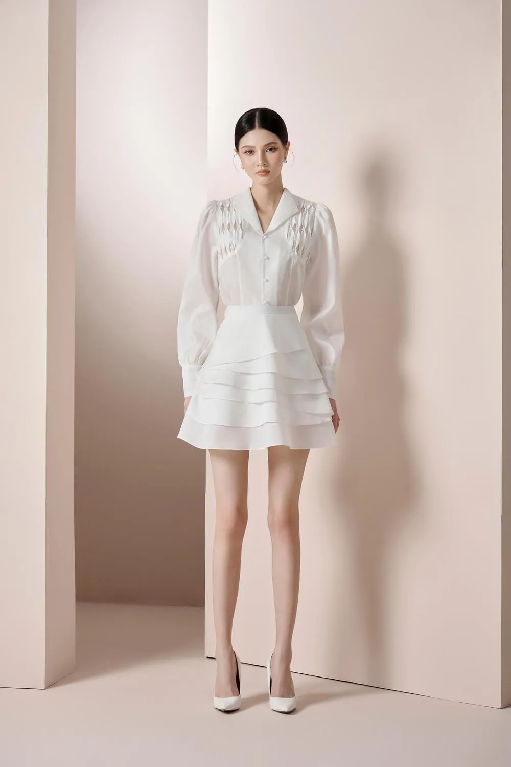 Amora Puffy Long Sleeved Organza Shirt