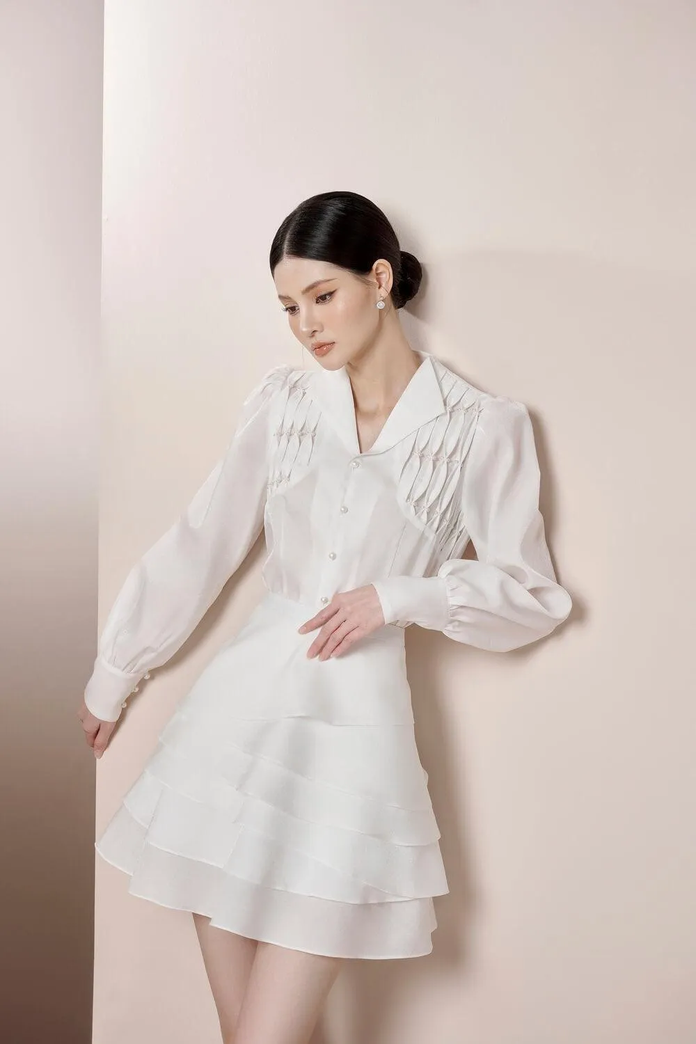 Amora Puffy Long Sleeved Organza Shirt
