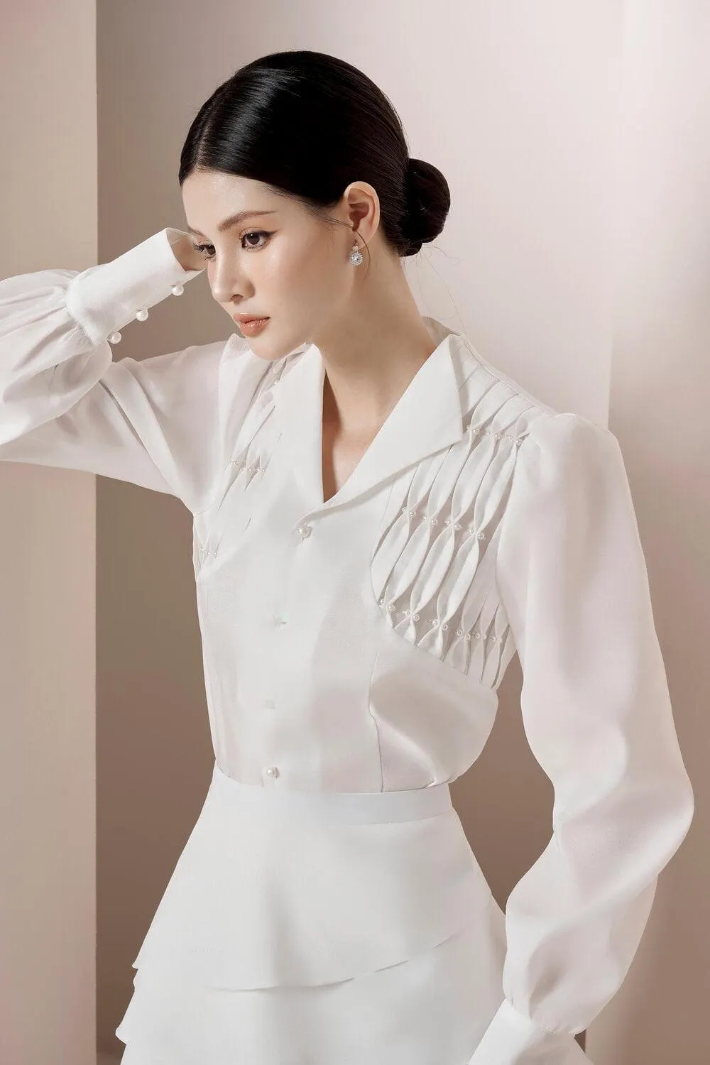 Amora Puffy Long Sleeved Organza Shirt