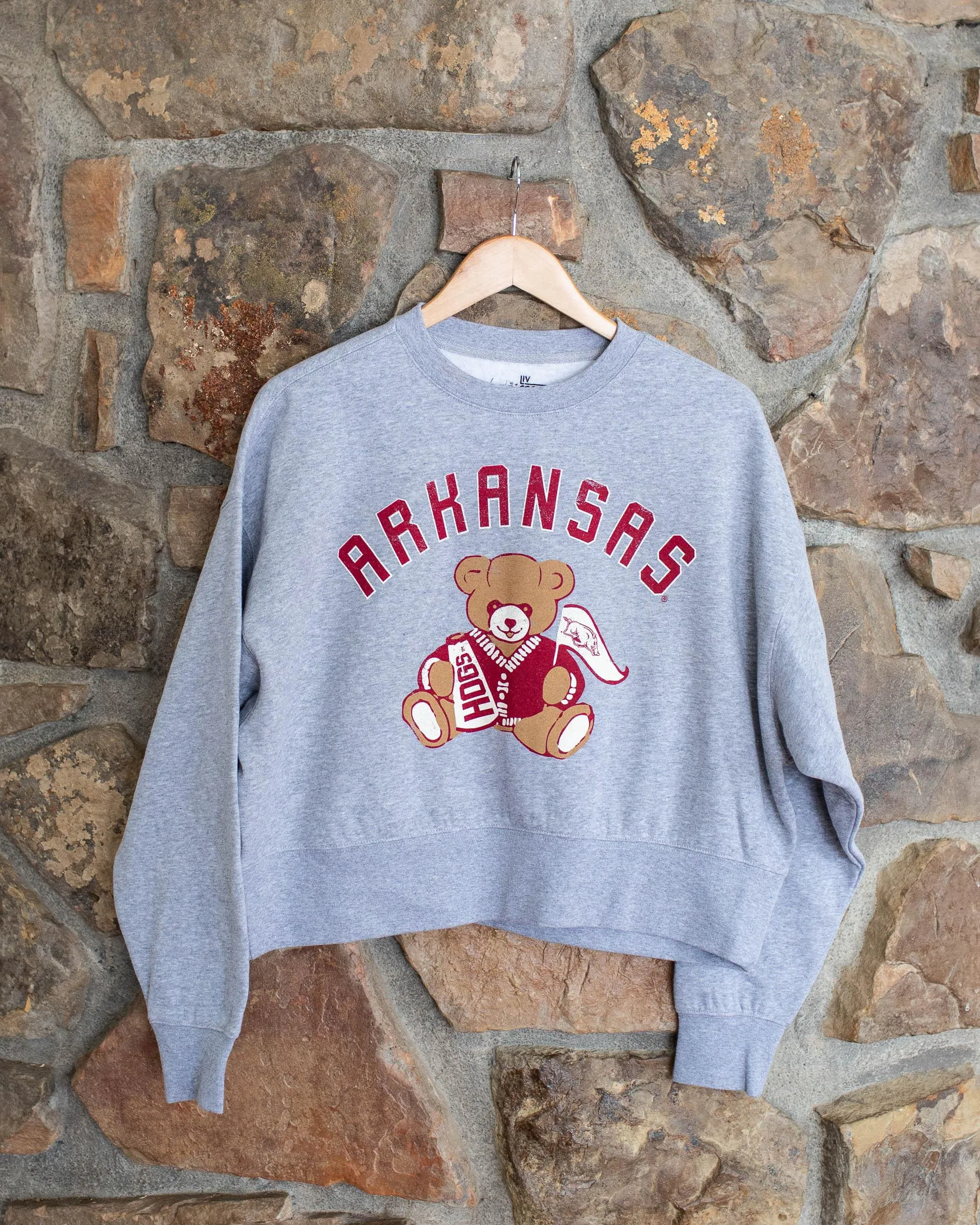 Arkansas Bear Gray Oversized Crew Sweatshirt