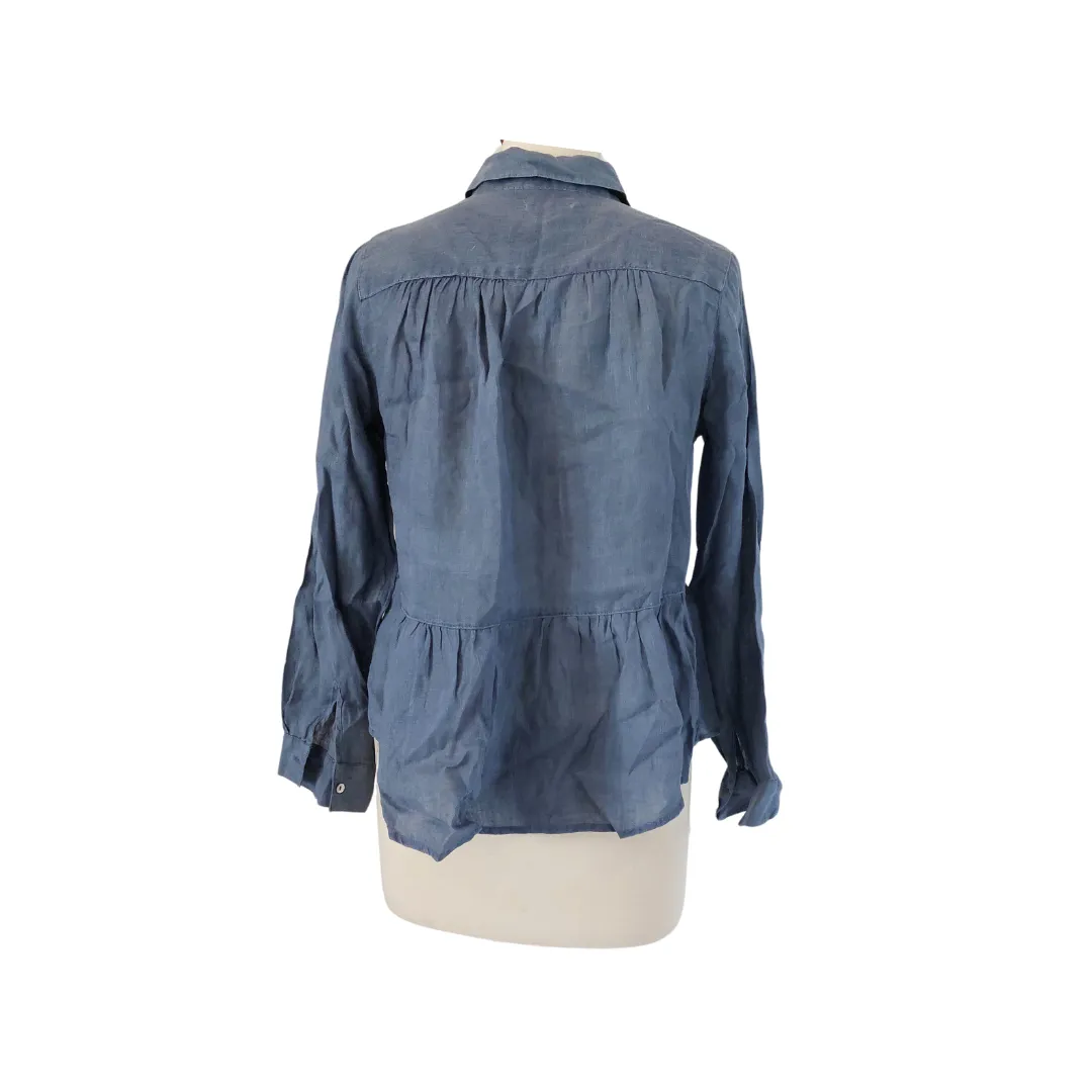 Artisan NY 100% Linen Blue Collared Shirt | Gently Used |