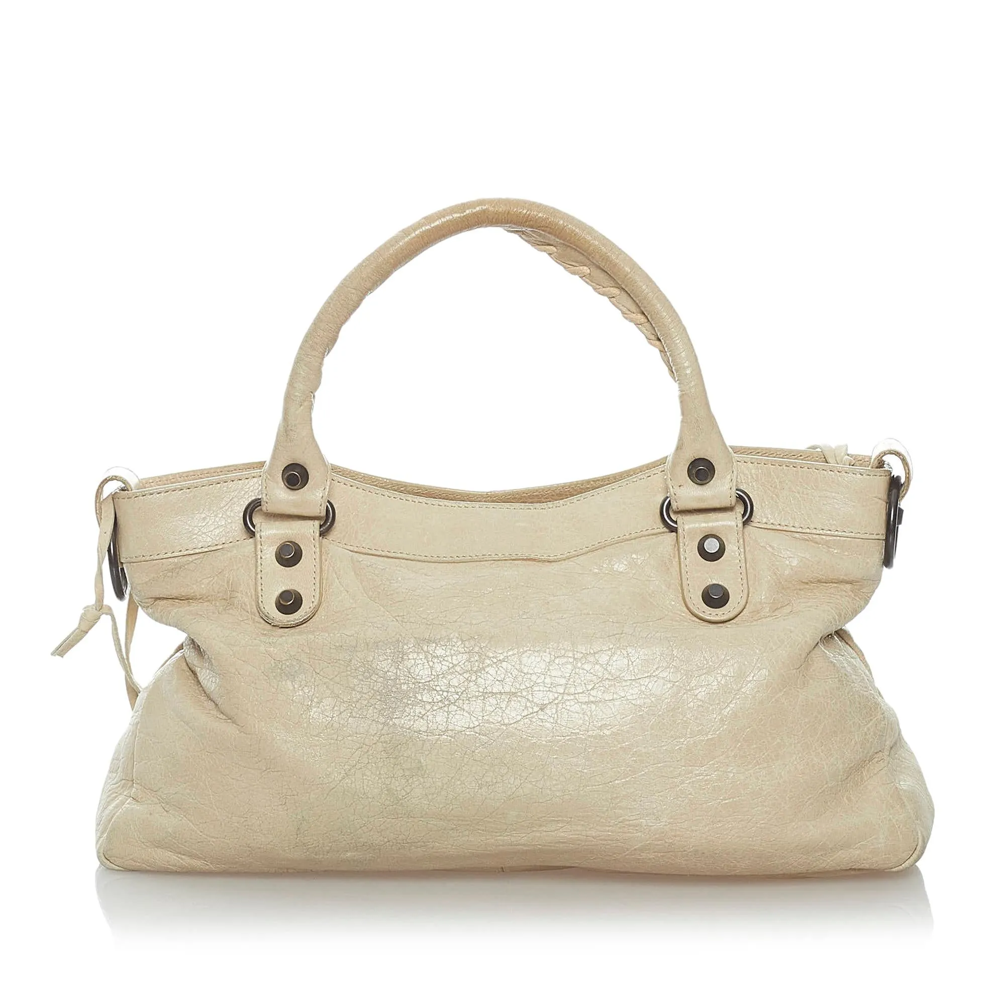 Balenciaga Motocross Classic First Lambskin Leather Satchel (SHG-30598)
