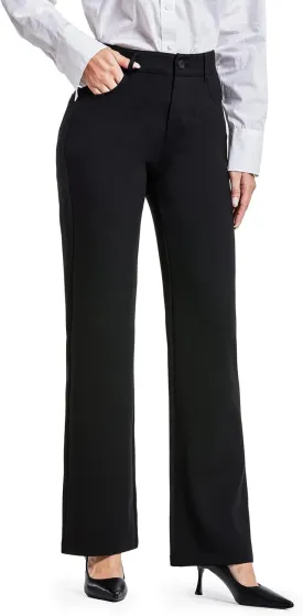 Bamans Dress Pants Women Work Wide Leg Pants Business High Waisted Black Trousers Casual Office Ladies Slacks