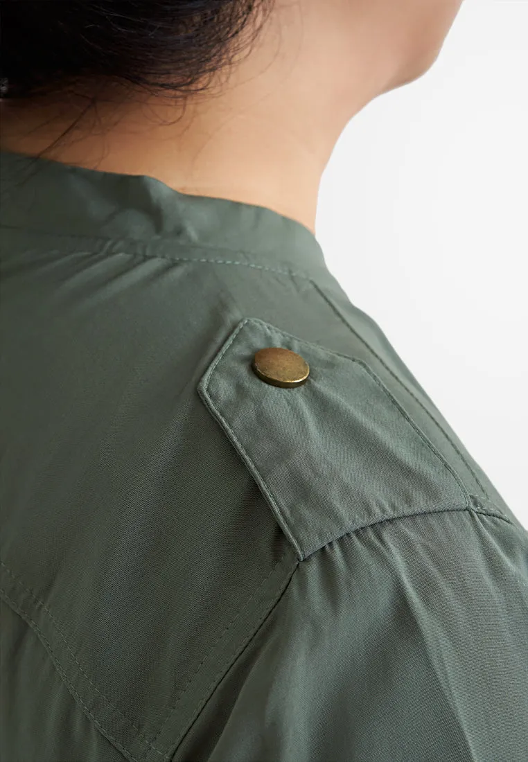 Bambie Cargo Flap Pocket Hidden Button Blouse