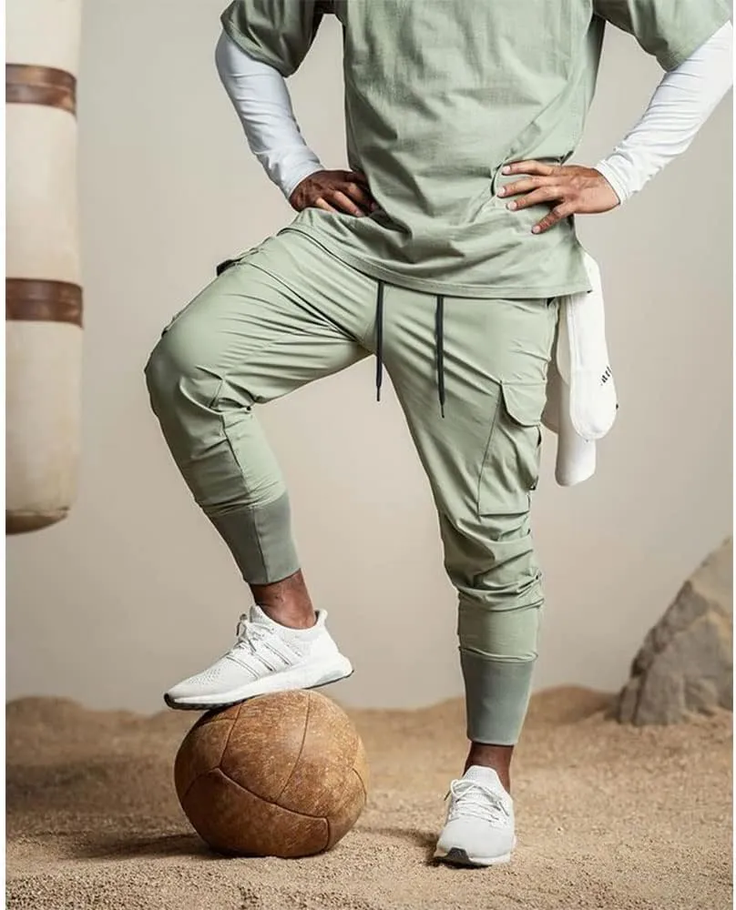 Banana Bucket Mens Casual Jogger Elastic Waist Pants Lightweight Sweatpant Athletic Cargo Pants with Multi Pockets
