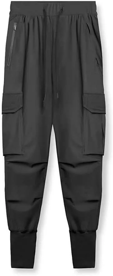 Banana Bucket Mens Casual Jogger Elastic Waist Pants Lightweight Sweatpant Athletic Cargo Pants with Multi Pockets