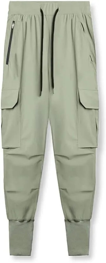 Banana Bucket Mens Casual Jogger Elastic Waist Pants Lightweight Sweatpant Athletic Cargo Pants with Multi Pockets
