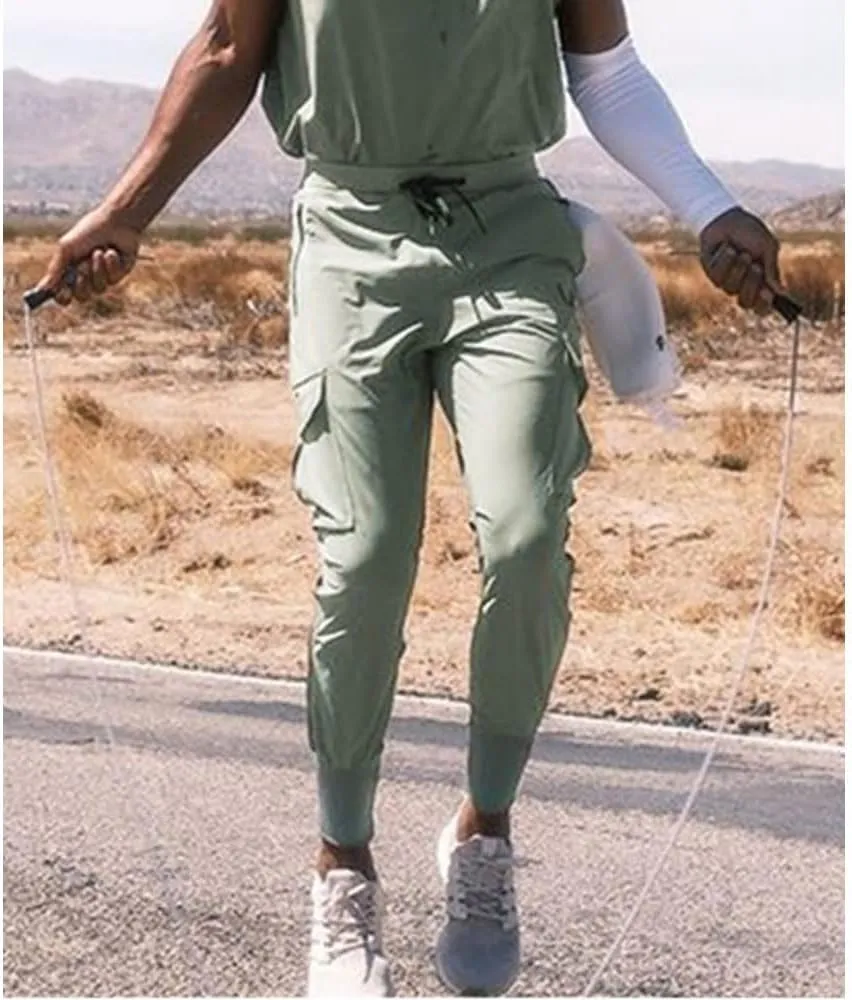 Banana Bucket Mens Casual Jogger Elastic Waist Pants Lightweight Sweatpant Athletic Cargo Pants with Multi Pockets