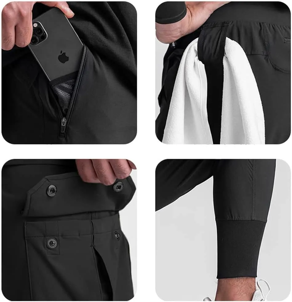 Banana Bucket Mens Casual Jogger Elastic Waist Pants Lightweight Sweatpant Athletic Cargo Pants with Multi Pockets