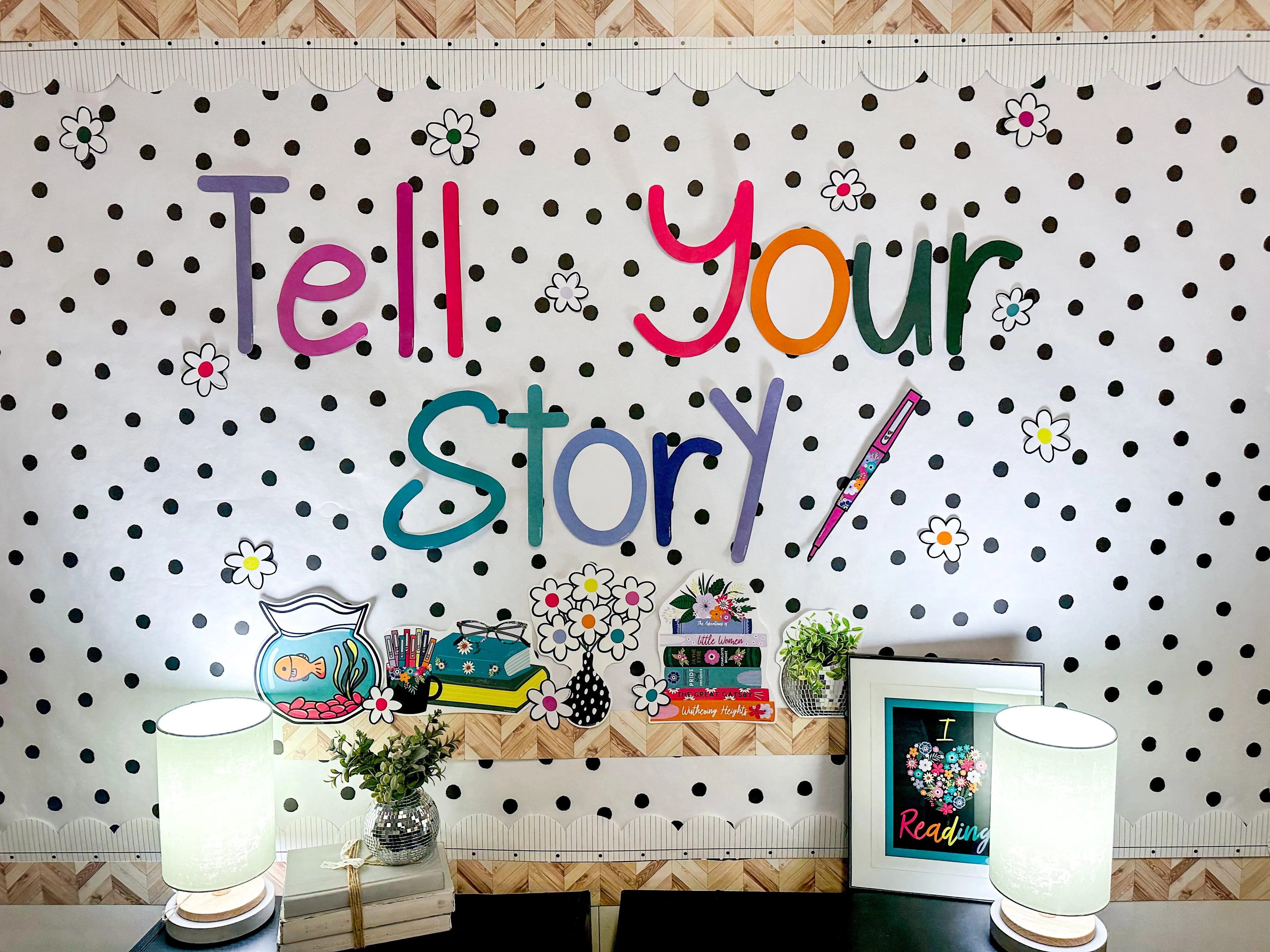 BFF Painted Dot | White with Black Dots | Fadeless Bulletin Board Paper | Schoolgirl Style