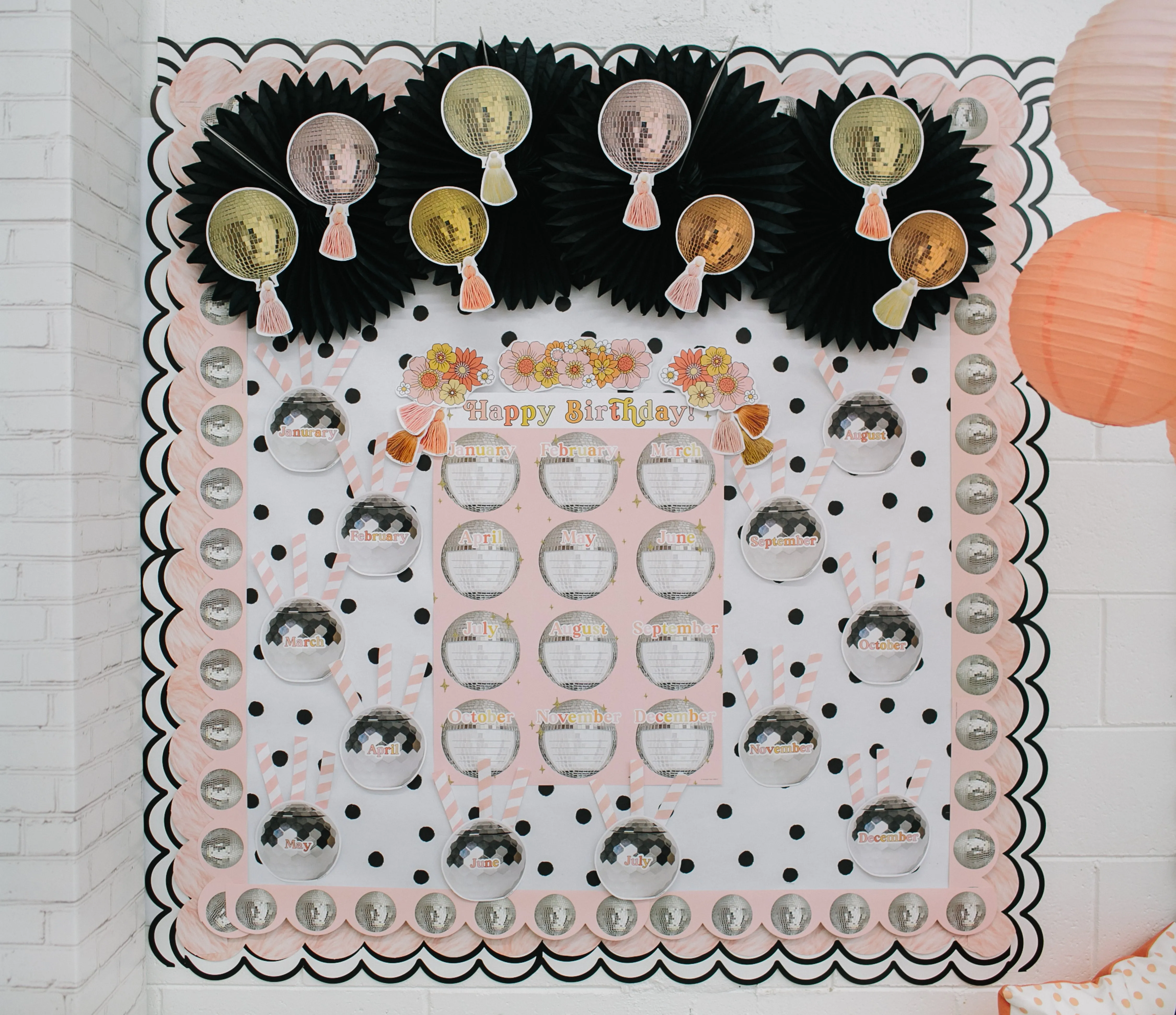 BFF Painted Dot | White with Black Dots | Fadeless Bulletin Board Paper | Schoolgirl Style