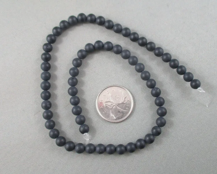 Black Agate Bead Strand Frosted Round Various Sizes