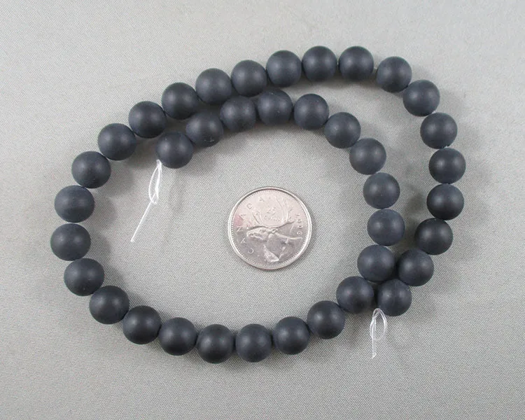 Black Agate Bead Strand Frosted Round Various Sizes