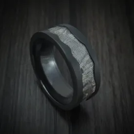 Black Titanium and Meteorite Men's Ring Wave Design Custom Made