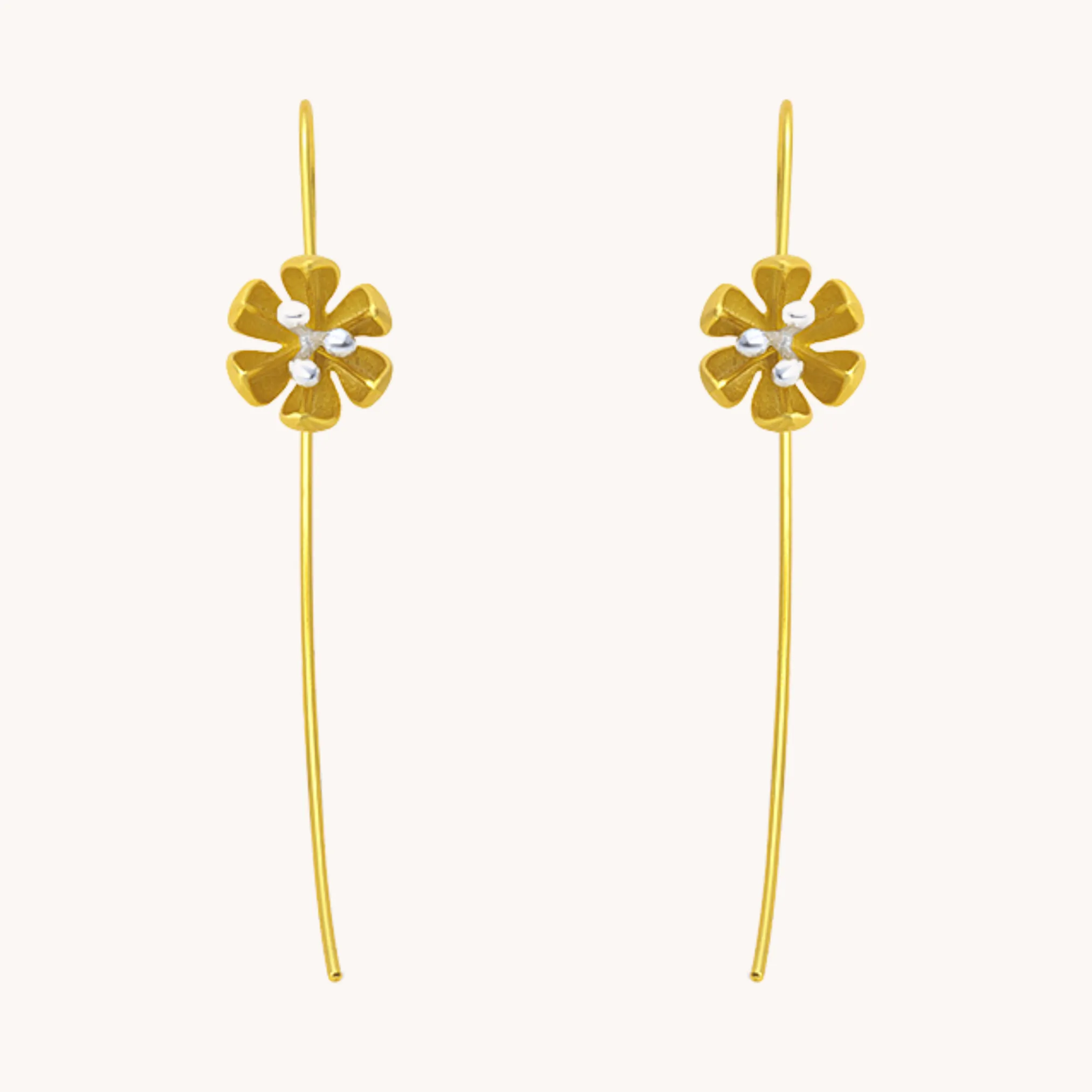 Blossoming Bud Gold Drop Earrings