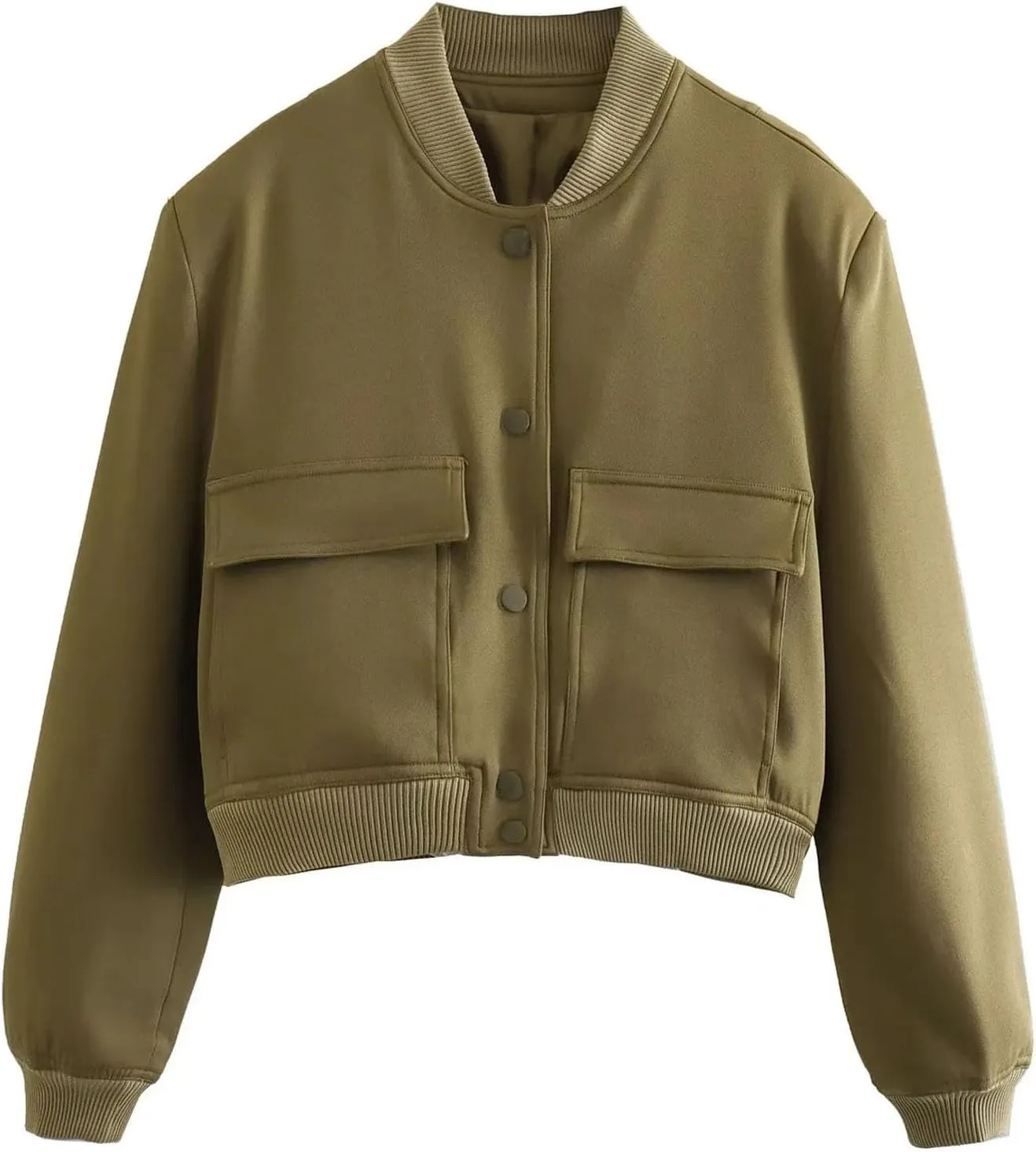 Bomber jacket Women Autumn Winter Cropped Jacket Black Brown Khaki Varsity Jacket Coat