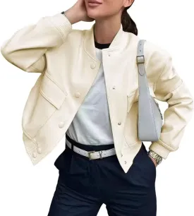 Bomber jacket Women Autumn Winter Cropped Jacket Black Brown Khaki Varsity Jacket Coat