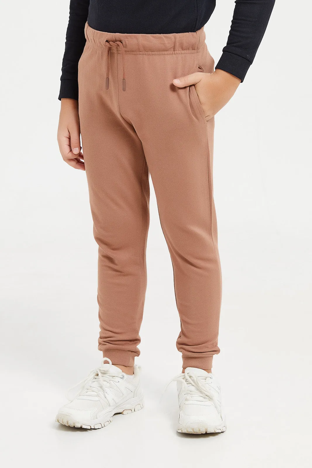 Boys Mint And Brown Jog Pants Set (Pack Of 2)