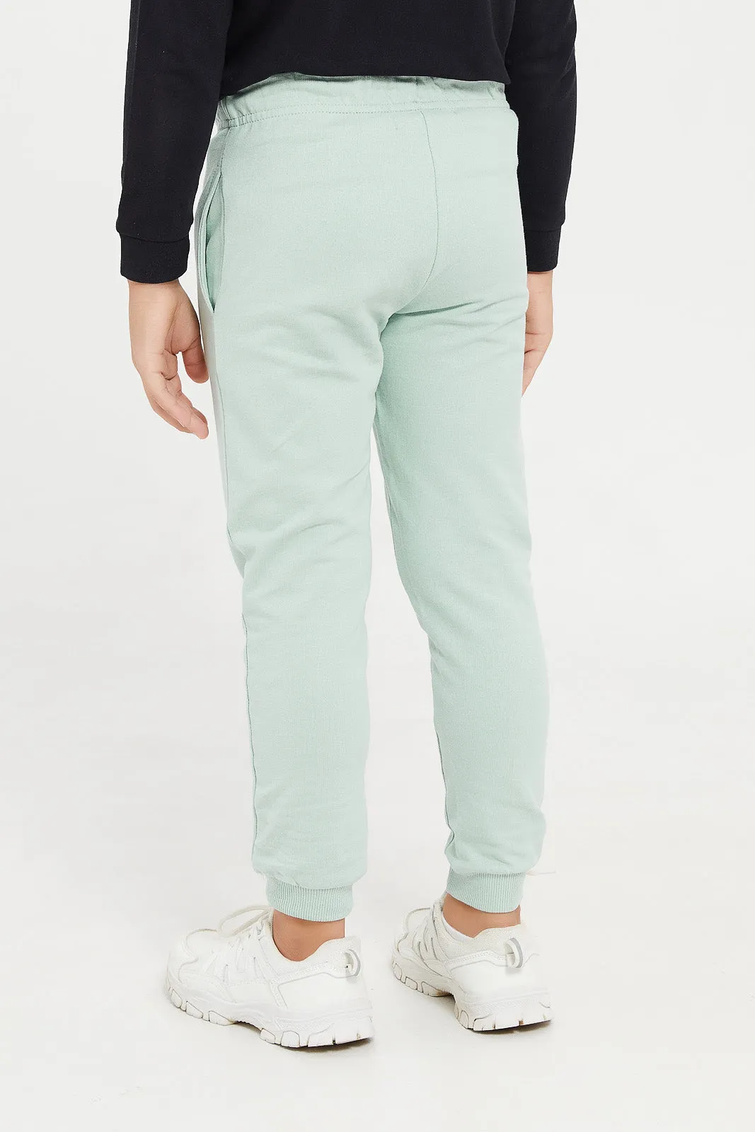 Boys Mint And Brown Jog Pants Set (Pack Of 2)