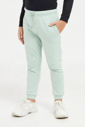 Boys Mint And Brown Jog Pants Set (Pack Of 2)