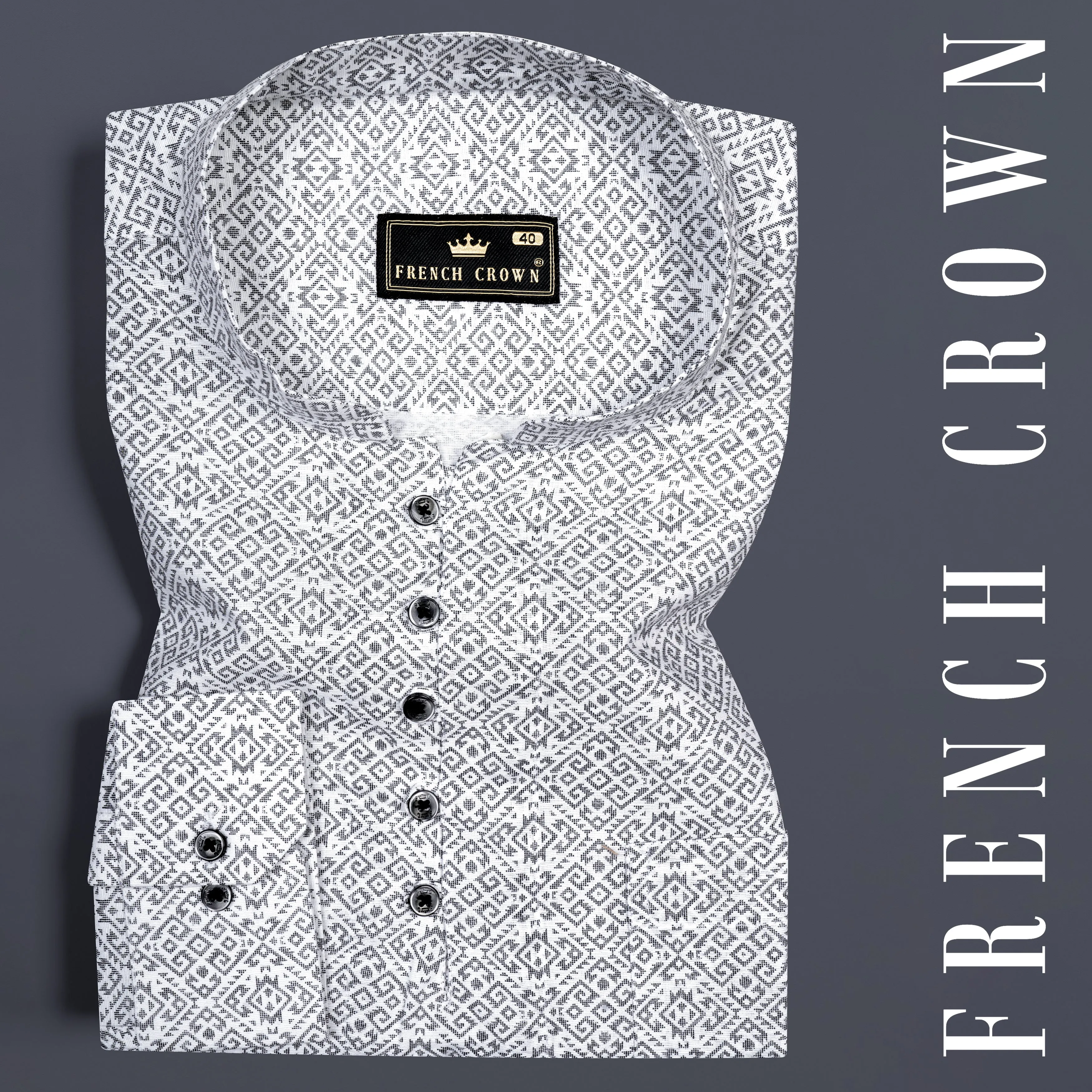 Bright White Abstract Printed Super Soft Premium Cotton Shirt