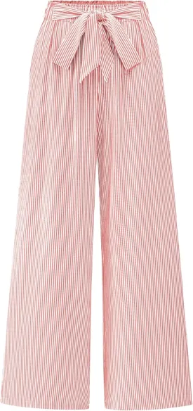 BTFBM Womens Striped Wide Leg Pants Dressy High Waist Trousers Business Casual Loose Flowy Tie Knot Palazzo Pants