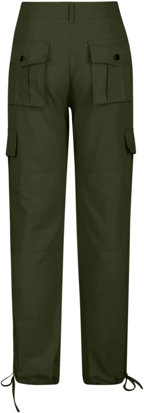 Cargo Pants for Women Low Rise Fashion Casual Tapered Pants Outdoor Hiking Work Travel Trousers with Pockets