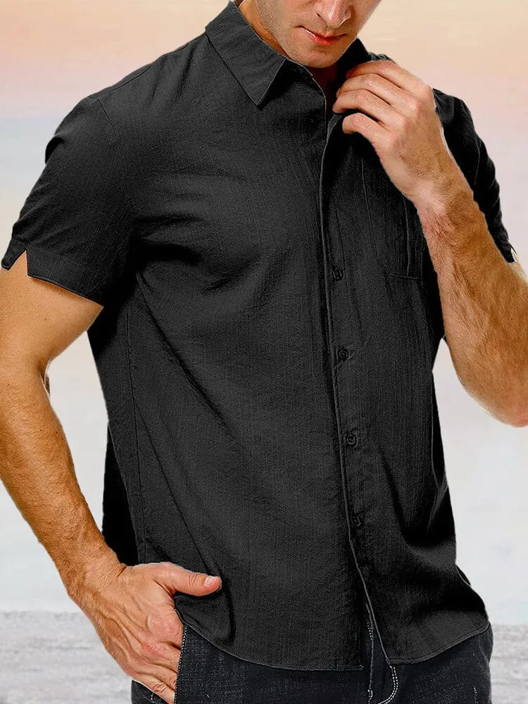 Casual Linen Style Button Short Sleeves Shirt