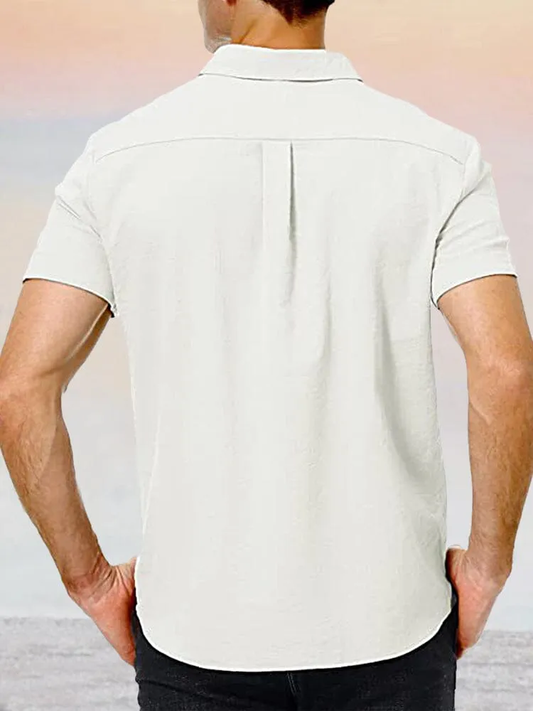 Casual Linen Style Button Short Sleeves Shirt