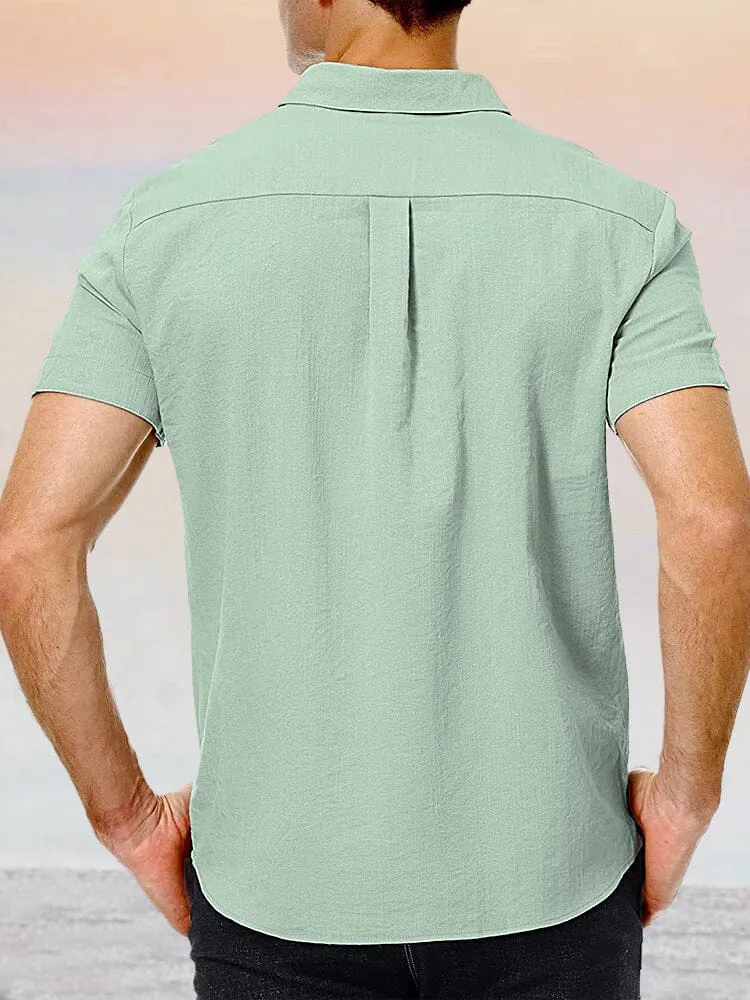 Casual Linen Style Button Short Sleeves Shirt