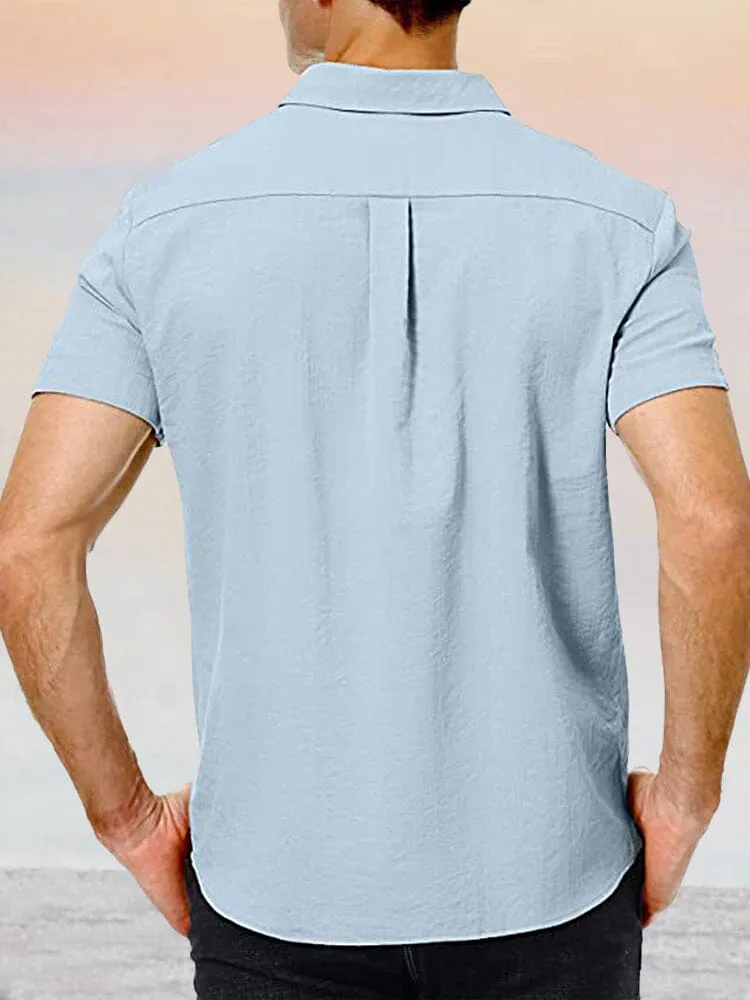 Casual Linen Style Button Short Sleeves Shirt