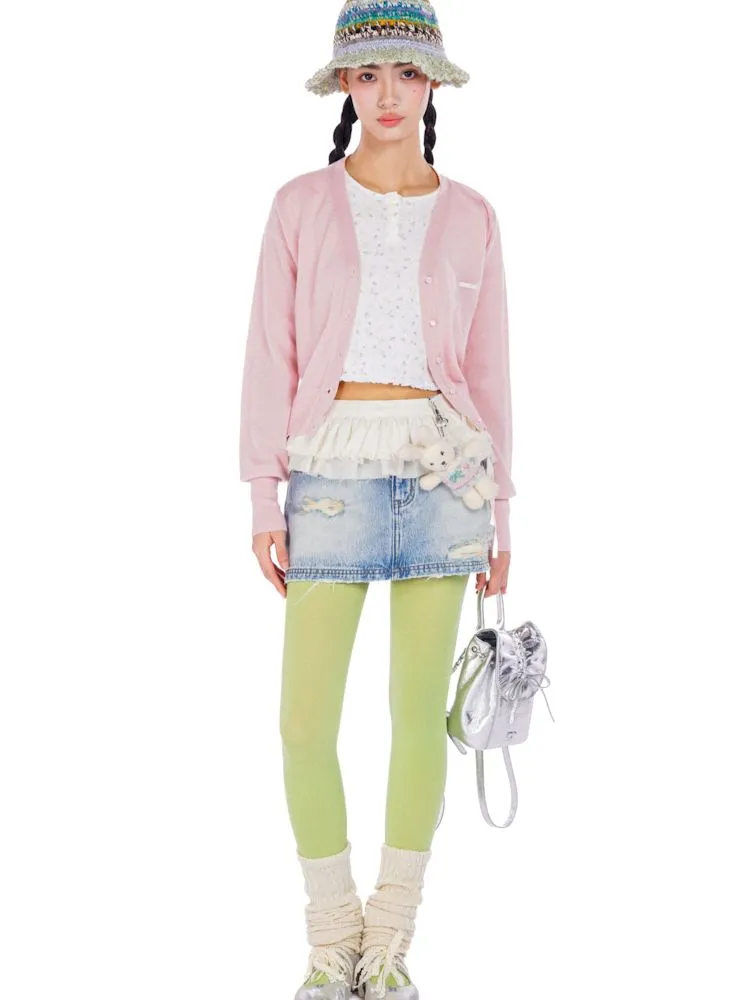 Casual V-neck short knitted cardigan【s0000008607】