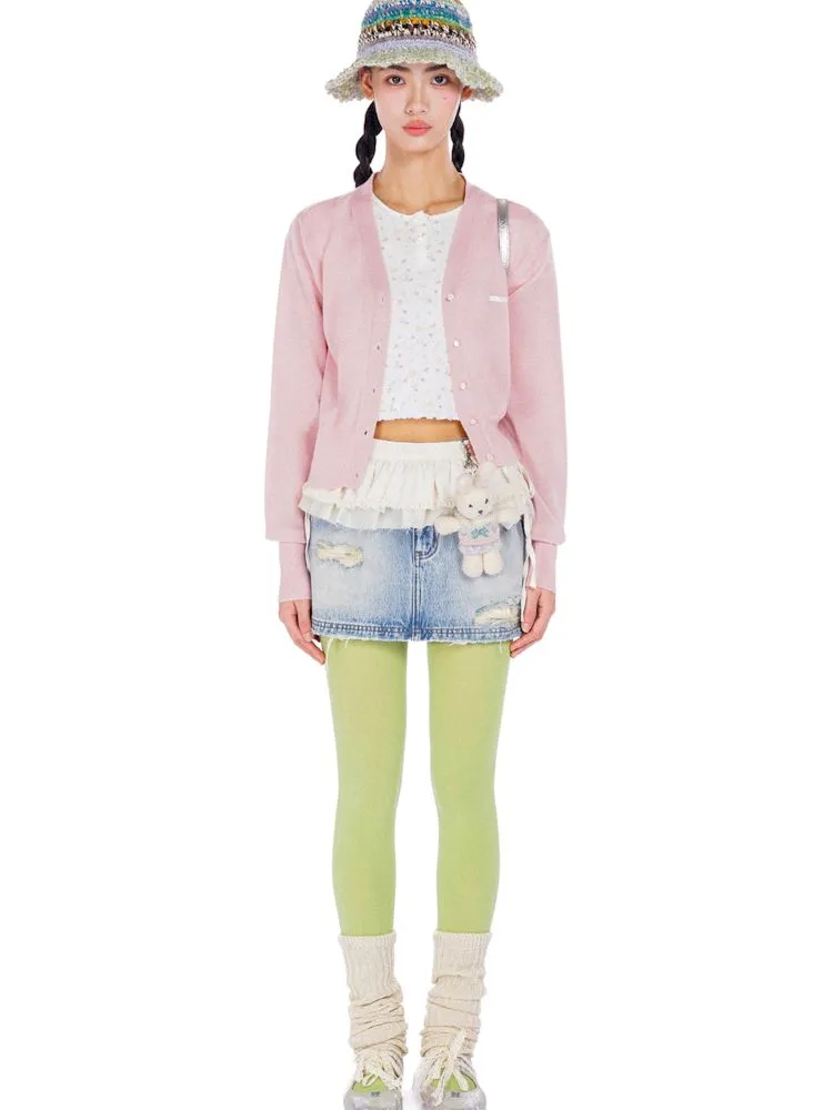 Casual V-neck short knitted cardigan【s0000008607】