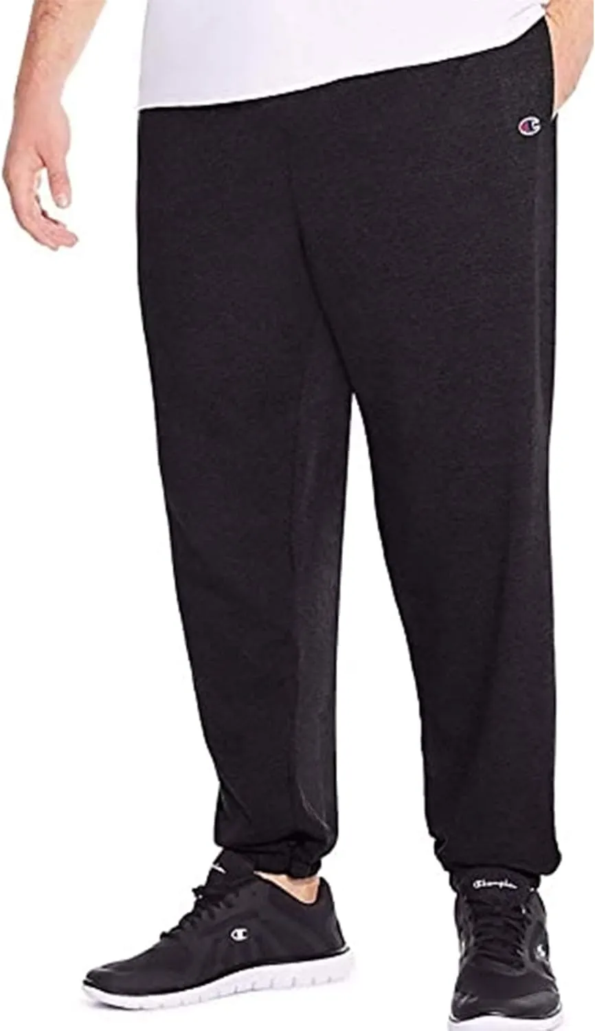 Champion Big and Tall Lightweight Sweatpants for Men - Jersey Cotton Jogger Pants Black