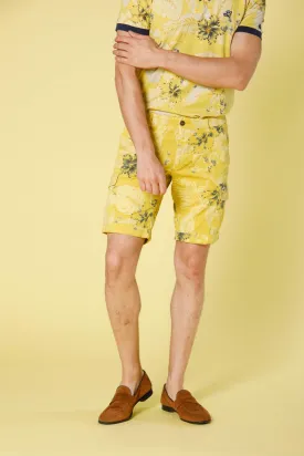 Chile 1 bermuda cargo uomo in cotone con pattern fiori Hawaii slim