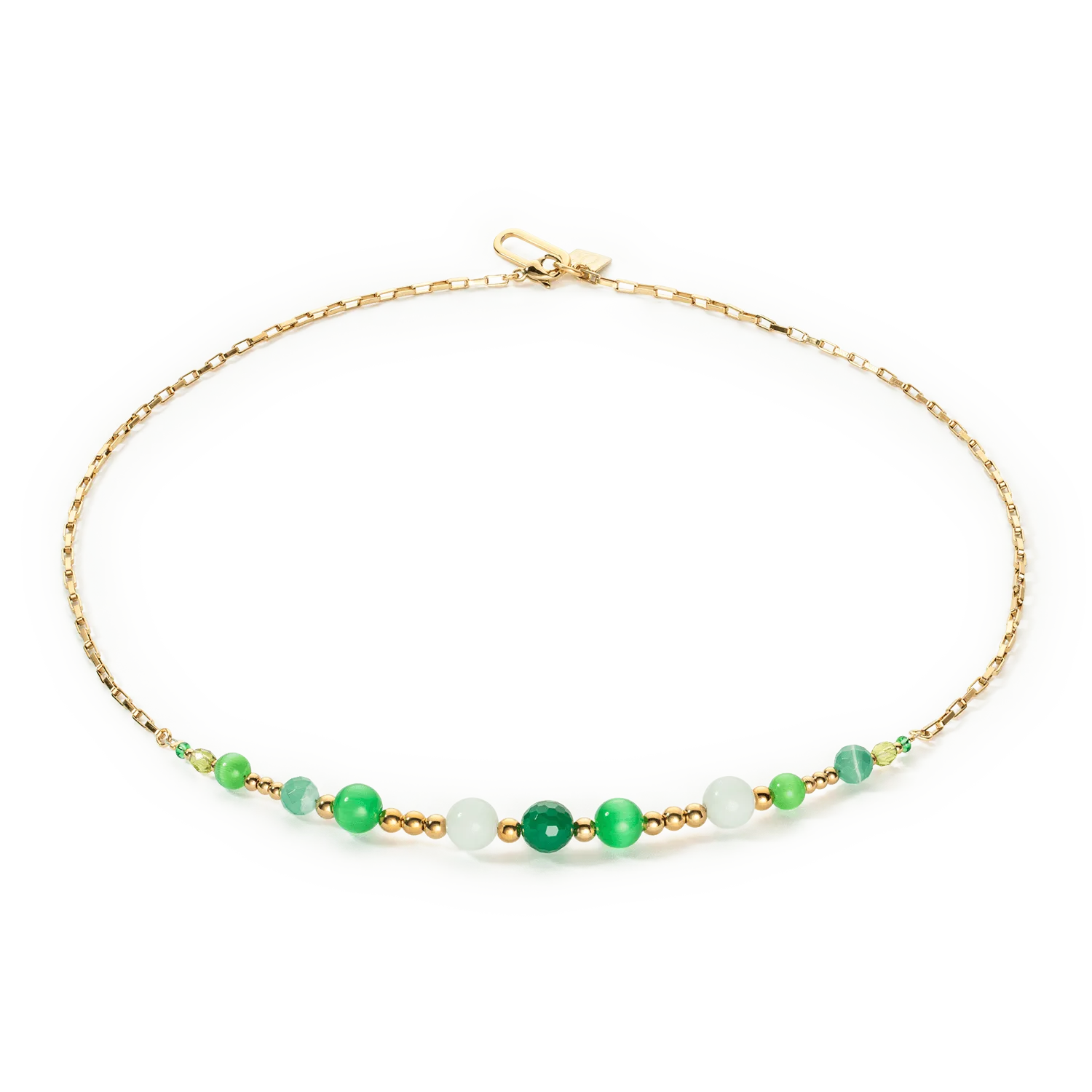 Coeur De Lion Candy Spheres Gold and Green Necklace