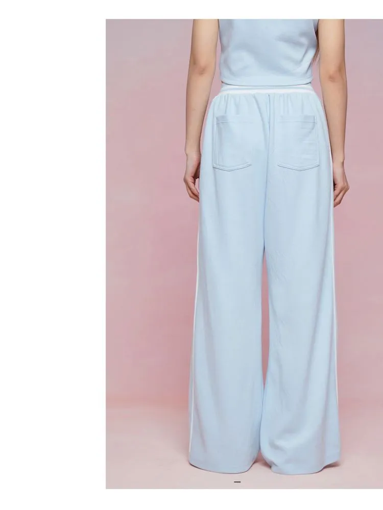 Cut Off Shoulder Sleeveless Top Casual Pants Sweatshirt Three Piece Set【s0000007863】