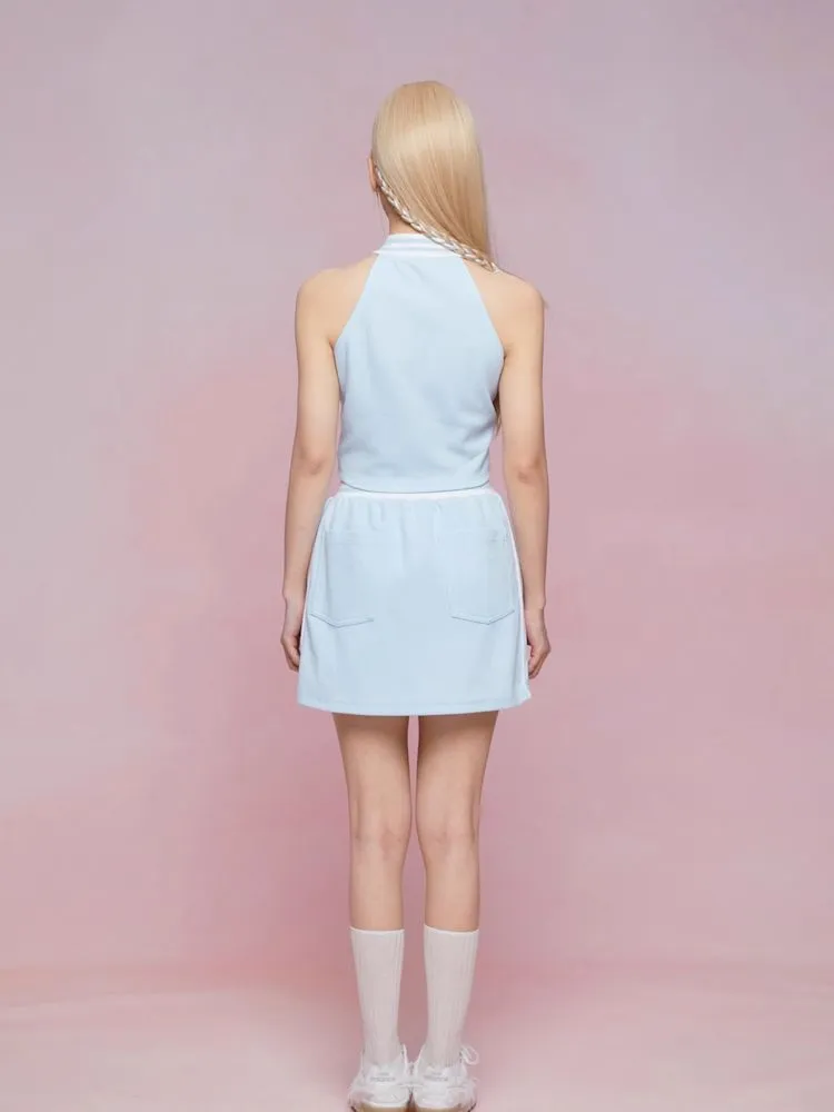 Cut Off Shoulder Sleeveless Top Casual Pants Sweatshirt Three Piece Set【s0000007863】