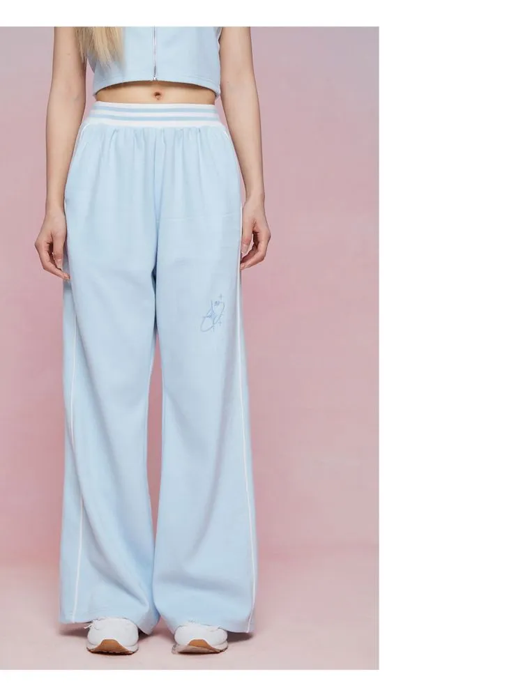 Cut Off Shoulder Sleeveless Top Casual Pants Sweatshirt Three Piece Set【s0000007863】