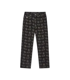 DIAMONDS & DOLLARS DENIM PANTS - BLACK