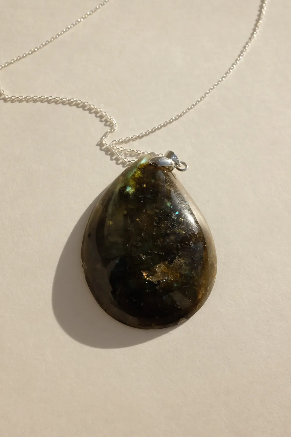 DROP VINTAGE STONE SILVER NECKLACE 925